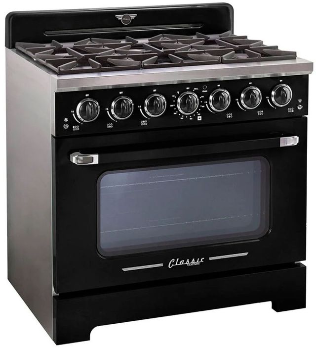 Unique® Appliances Classic Retro 36" Midnight Black Pro Style Gas Range-3