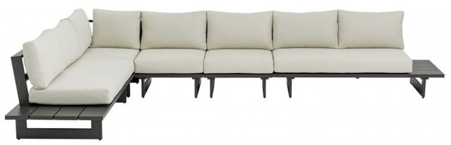 Meridian Furniture Maldives 2-Piece Cream/Dark Gray Aluminum/Fabric 157" Outdoor Modular Sectional-1