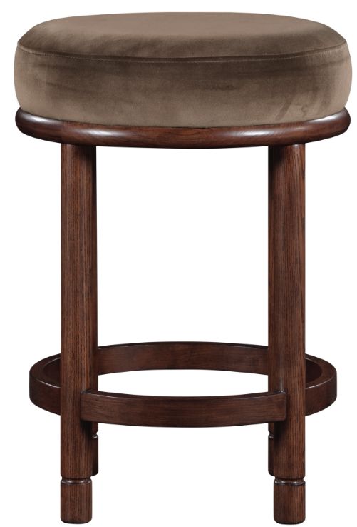 Meridian Furniture Monette Brown/Walnut Brown Velvet Upholstered Counter Stool-1
