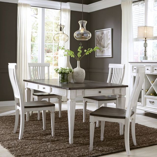 Liberty Furniture Allyson Park 5-Piece Charcoal/Wirebrushed White Rectangular Dining Table Set-1