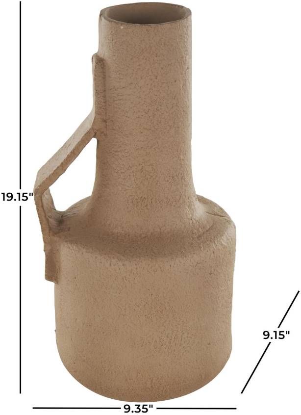 Deco Marche Brown Abstract Distressed Textured Vase with Triangular Handle-3