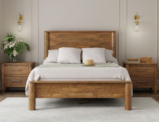 International Furniture Direct Olimpia Natural Queen Panel Bed-1