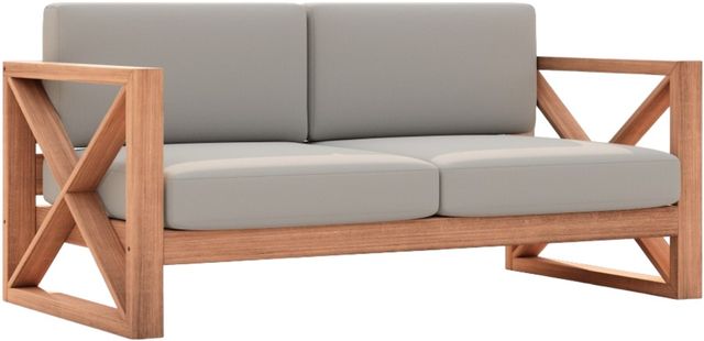 Meridian Furniture Anguill Gray Fabric/Teak Outdoor Loveseat-0