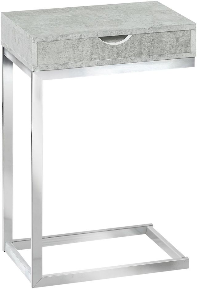 Monarch Specialties Inc. Grey Cement Drawer Table with Chrome Metal  Base-0