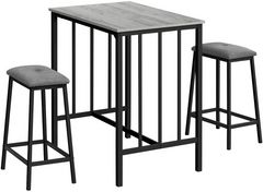 Monarch Specialties Inc. 3-Piece Black/Grey Counter Height Dining Set