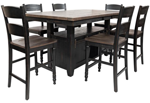 Jofran Inc. Madison County 7-Piece Vintage Black Counter Dining Set-0