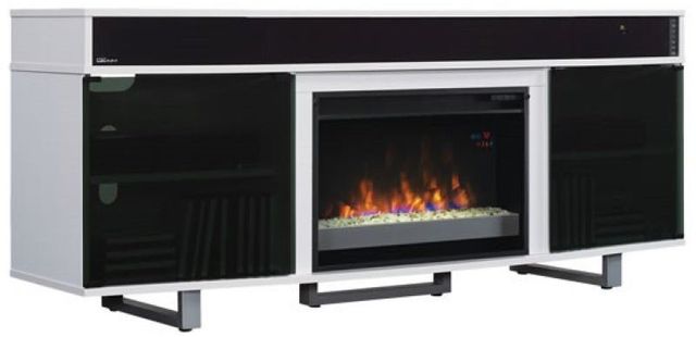 ClassicFlame® Enterprise Gloss White/Smoked Glass TV Stand-0