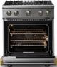 Viking® 5 Series 30" Stainless Steel Pro Style Gas (NG) Range with Brushed Brass Trim-1