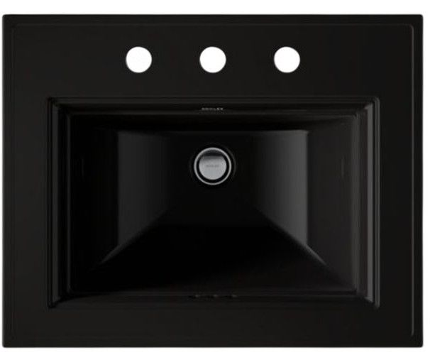 Kohler Memoirs® Stately Black 22.75" Widespread Rectangular Drop-In Bathroom Sink-1