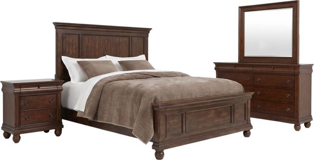 Liberty Furniture Rustic Traditions 4-Piece Rustic Cherry King Panel Bedroom Set-0
