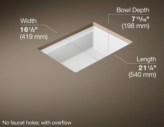 Kohler Artifacts™ White 21.25" Rectangular Undermount Bathroom Sink-3