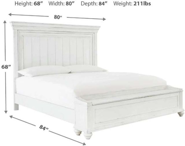 Benchcraft® Kanwyn Whitewash King Panel Bed with 1-Bench Storage -2