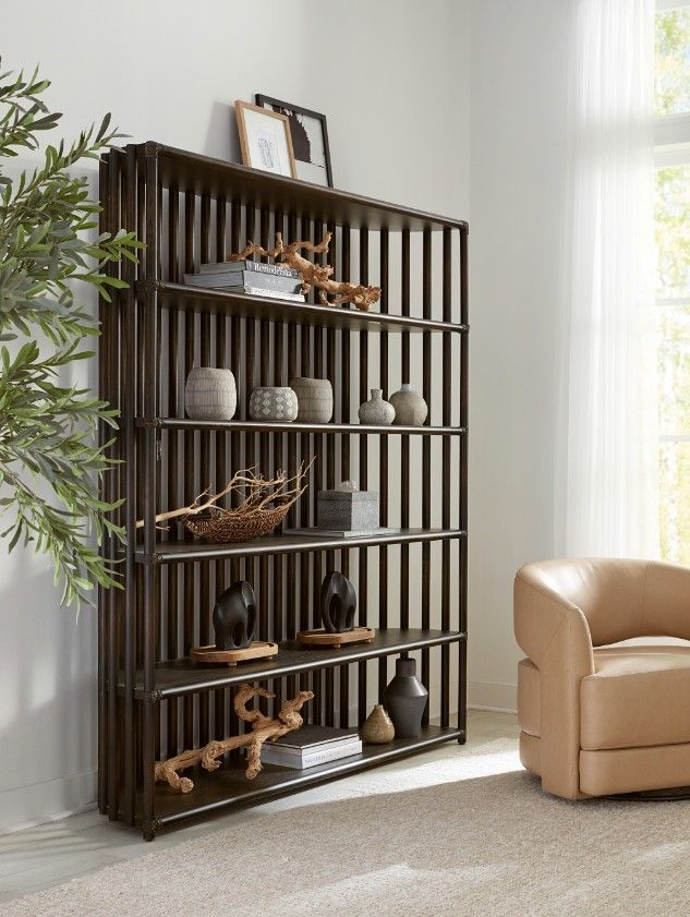 Hooker® Furniture Retreat Black Sand Slatted Bookcase-1