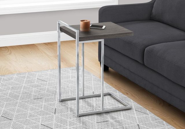 Monarch Specialties Inc. Grey 25"H Accent Table with Silver Base-3