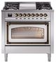 Ilve® Nostalgie II Noblesse 36'' Stainless Steel Pro Style Dual Fuel Range with Burnished Trim-0