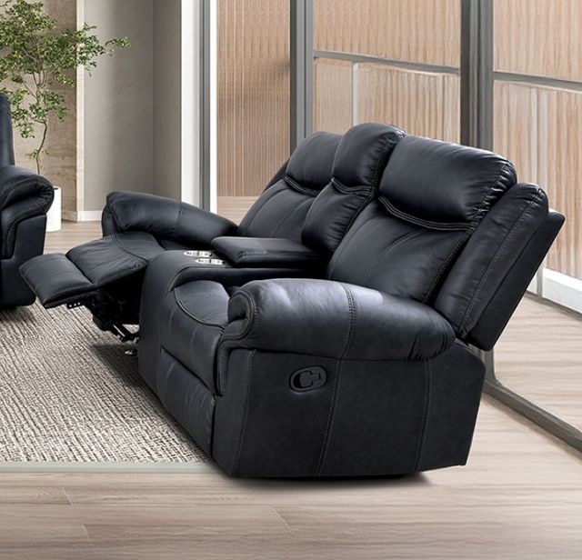 Furniture of America® Agata Black Glider Recliner Loveseat-0