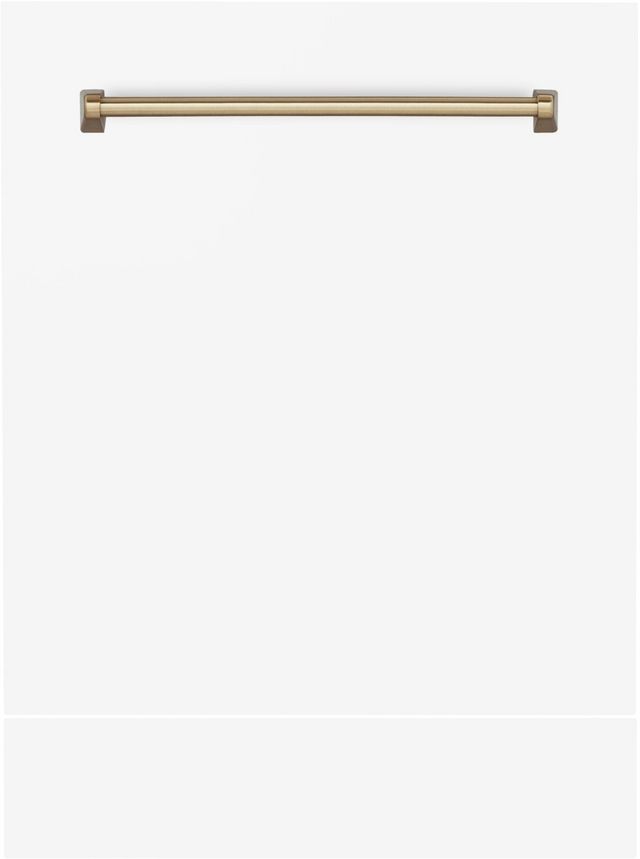 ZLINE Autograph Edition 24" White Matte with Champagne Bronze Handle Dishwasher Panel