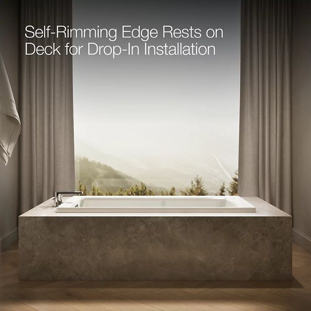KOHLER® Archer® Biscuit 66" x 32" Drop-In Heated Whirlpool Bath-3