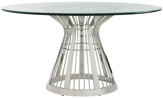 Lexington Home Ariana Riviera 60" Clear Top Dining Table with Stainless Steel Base-0