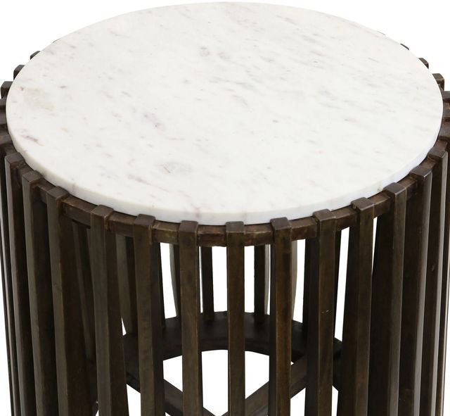 Stylecraft Jackobean White End Table with Brown Base-1