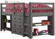 Donco Kids Study & Sleep Dark Gray Youth Twin Low Loft with Desk, Chest and Bookcase-0