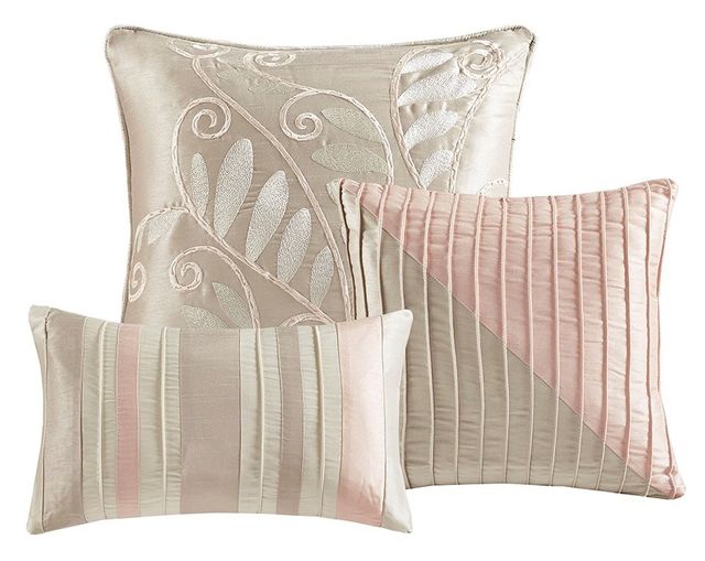 Olliix by Madison Park Amherst 7 Pieces Blush and Taupe King Comforter Set-2