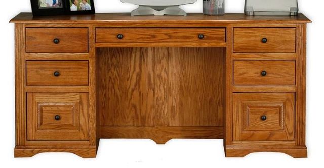 American Heartland Manufacturing Oak Double Pedestal Desk-0