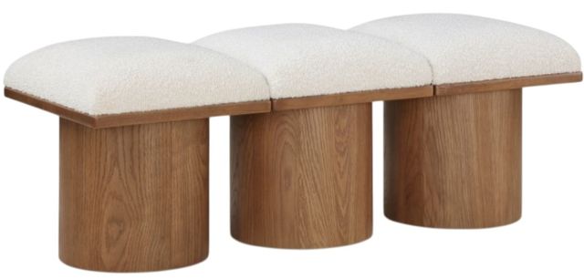 Meridian Furniture Pavilion 3-Piece Cream/Walnut 47" Modular Bench Set-0