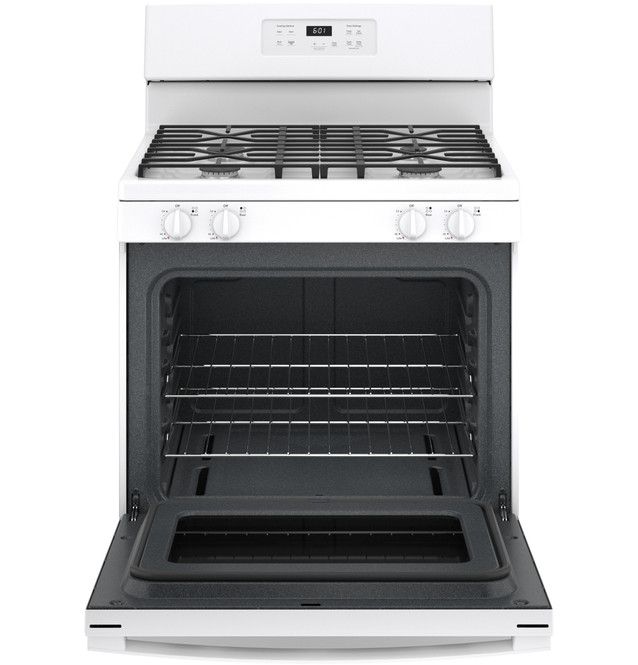 GE® 30" White Freestanding Gas Range-2