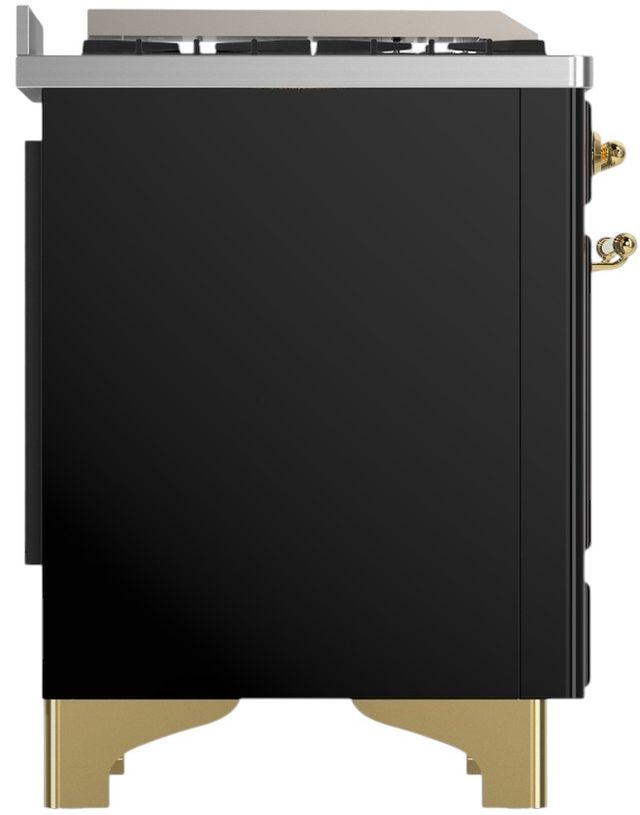 Ilve® Majestic III 40" Glossy Black Pro Style Dual Fuel Liquid Propane Range with Triple Glass Door and Brass Trim-3