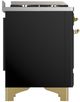 Ilve® Majestic III 40" Glossy Black Pro Style Dual Fuel Liquid Propane Range with Triple Glass Door and Brass Trim-3