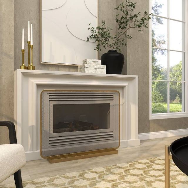 Deco Marche Gold Geometric 1-Panel Fireplace Screen with Rounded Edges and Rectangular Base-4