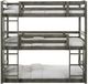 Elements International Trey Grey Wire Brushed Triple Twin Bunk -1