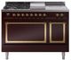 Ilve® Nostalgie II Noblesse 48'' Burgundy Pro Style Dual Fuel Range with Brass Trim-0