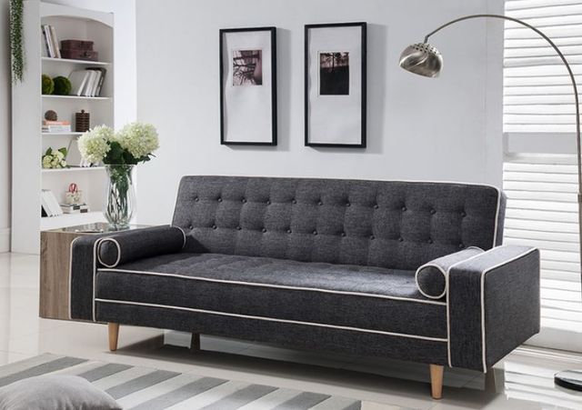 Milton Greens Stars Gray Click Clack Tufted Futon Couch with Pillows-2