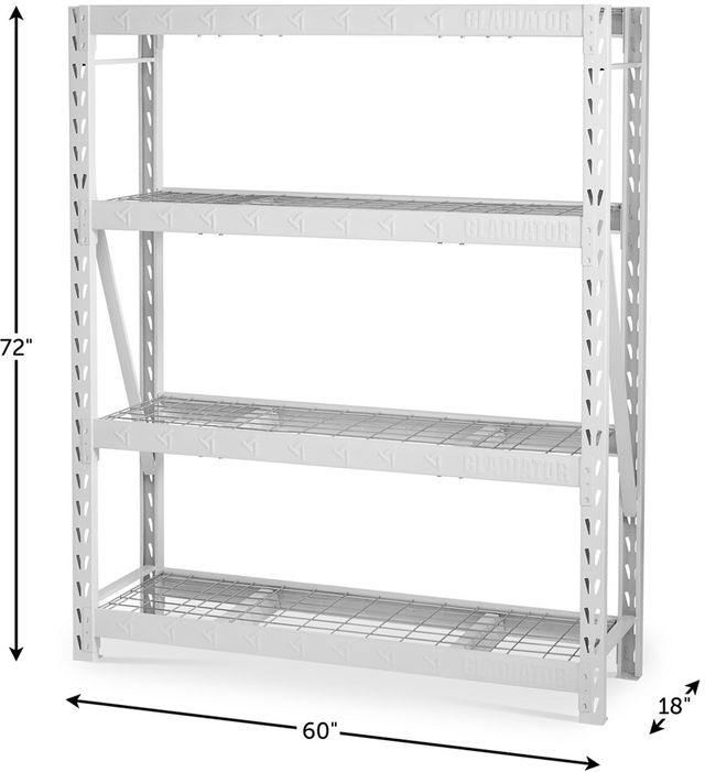 Gladiator® 60" White Wide Heavy Duty Rack with Four 18" Deep Shelves-1