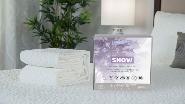 Protect-A-Bed® Therm-A-Sleep® White Snow Waterproof California King Mattress Protector-1
