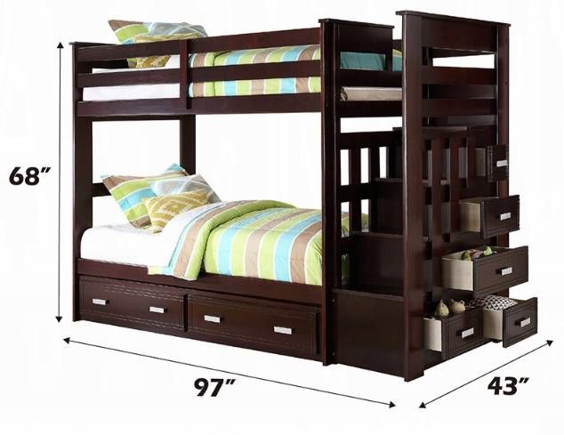 ACME Furniture Allentown Espresso Youth Twin Over Twin Youth Bunk Bed with Trundle-2