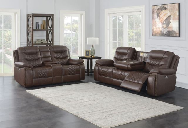 Coaster® Flamenco Brown Tufted Upholstered Power Sofa-3
