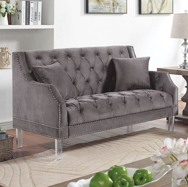 Furniture of America® Franceschi 2-Piece Gray Sofa Set-2