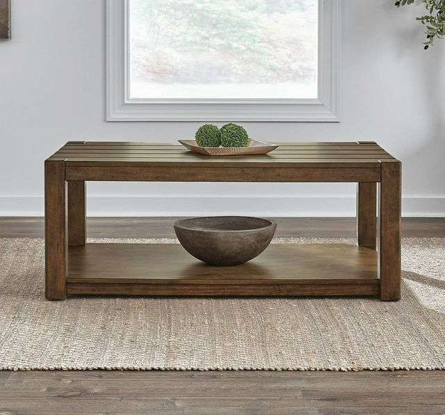 Liberty Furniture Broadmore Cobblestone Brown Rectangular Cocktail Table-1