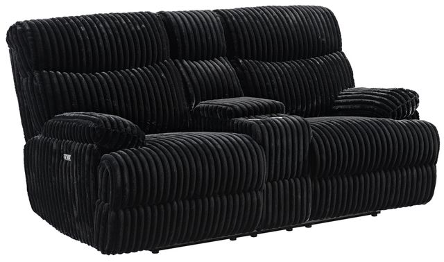 Elements International Admiral Black Power Motion Loveseat with Console-0
