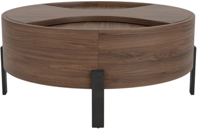 Riverside Furniture Nova Asbury Walnut Cocktail Table with Dark Bronze Base-3