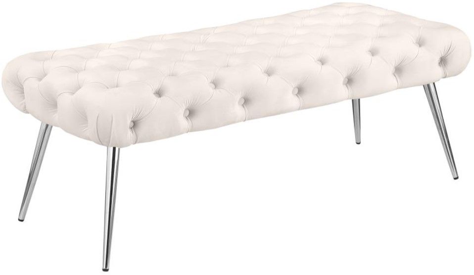 Coaster® Ella Ivory/Stainless Steel Upholstered Bench