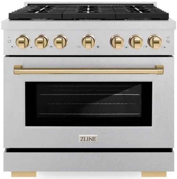 ZLINE Autograph Edition 36" Satin Stainless Steel Pro Style Gas Range with 6 Burner Cooktop-0