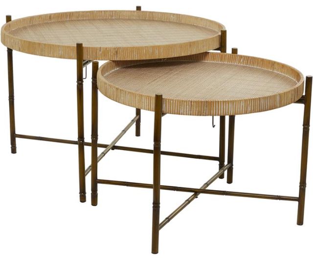 Deco Marche 2-Piece Brown Nesting Table Set-0