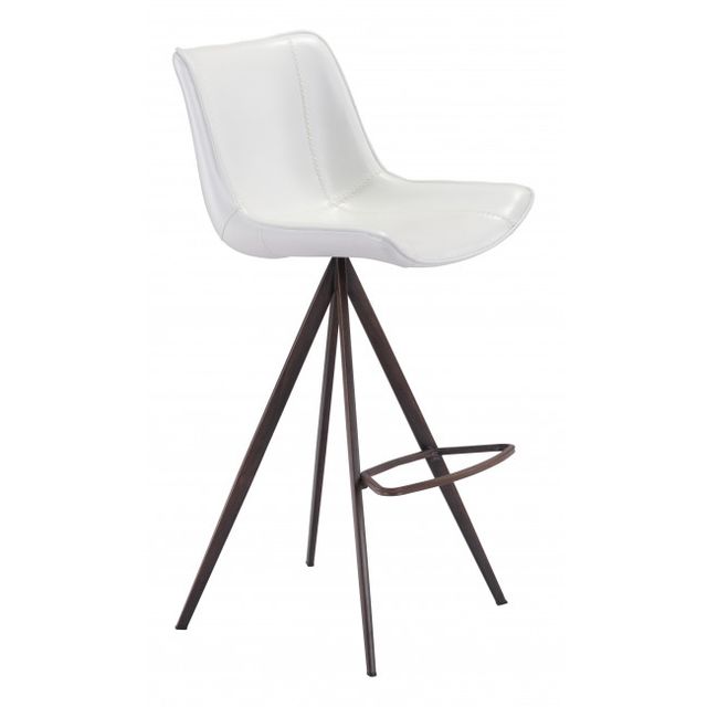 Zuo® Modern Aki White/Walnut Bar Chair-0