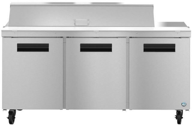 Hoshizaki Steelheart® 72" 18 Cu. Ft. Stainless Steel Three Section Commercial Refrigerator with Sandwich Prep Table-0