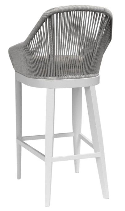 Sunset West Miami Silver Gray Aluminum/Olefin Rope Outdoor Bar Stool with Echo Ash Cushion-3