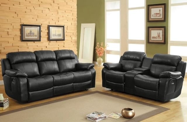 Homelegance® Marille Black Double Manual Reclining Sofa-1